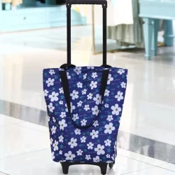 Folding Shopping Pull Cart Trolley Bag with Wheels Reusable Grocery Shopping Bags Eco Large Food Supermarket Vegetables Bags