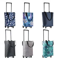 Folding Shopping Pull Cart Trolley Bag with Wheels Reusable Grocery Shopping Bags Eco Large Food Supermarket Vegetables Bags