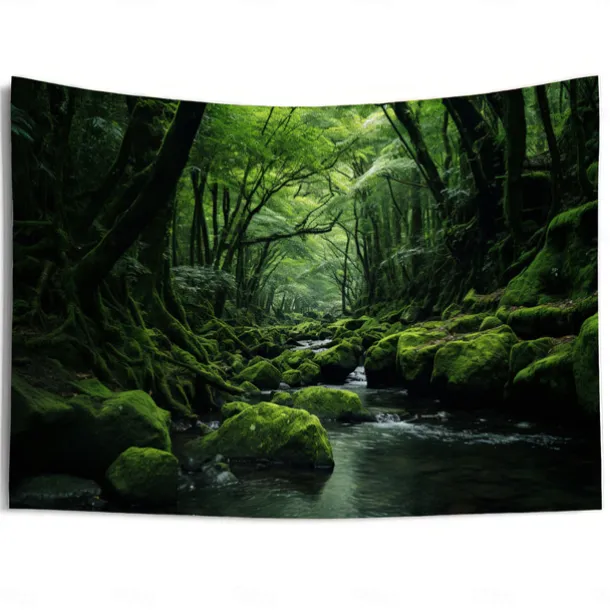 Forest River Hanging Tapestry Wall Art Large Tapestry Mural Decor Photograph Backdrop Blanket Curtain Home Bedroom Living Room Decoration