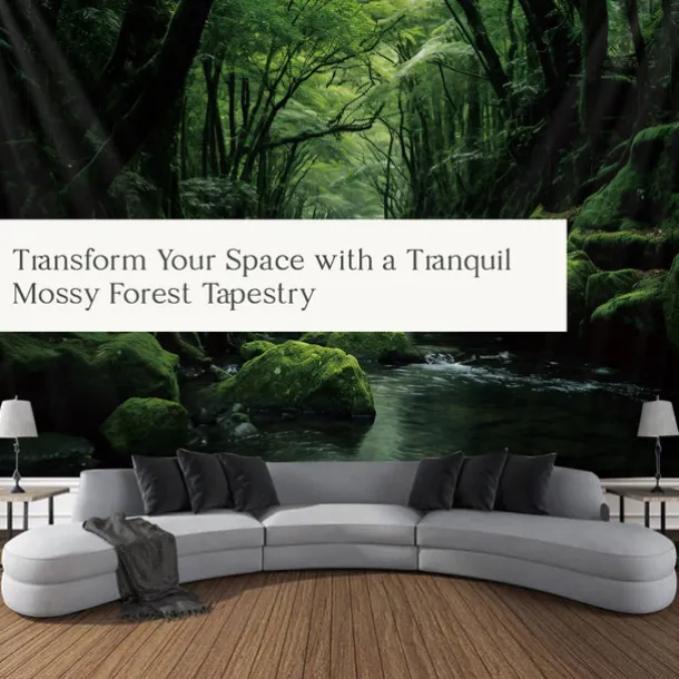 Forest River Hanging Tapestry Wall Art Large Tapestry Mural Decor Photograph Backdrop Blanket Curtain Home Bedroom Living Room Decoration