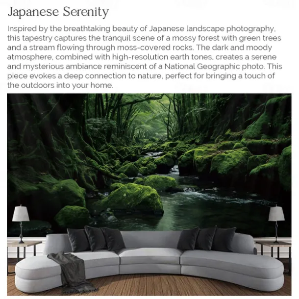 Forest River Hanging Tapestry Wall Art Large Tapestry Mural Decor Photograph Backdrop Blanket Curtain Home Bedroom Living Room Decoration