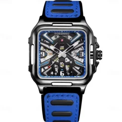 Forsining Casual Skeleton Hollow Automatic Watch 3D Montre Homme Mens Wristwatches Luminous Military Watches