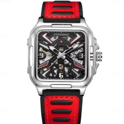 Forsining Casual Skeleton Hollow Automatic Watch 3D Montre Homme Mens Wristwatches Luminous Military Watches