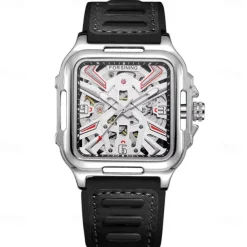 Forsining Casual Skeleton Hollow Automatic Watch 3D Montre Homme Mens Wristwatches Luminous Military Watches