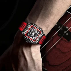 Forsining Casual Skeleton Hollow Automatic Watch 3D Montre Homme Mens Wristwatches Luminous Military Watches