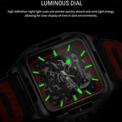 Forsining Casual Skeleton Hollow Automatic Watch 3D Montre Homme Mens Wristwatches Luminous Military Watches