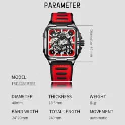 Forsining Casual Skeleton Hollow Automatic Watch 3D Montre Homme Mens Wristwatches Luminous Military Watches