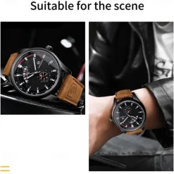 FORSINING Men Mechanical Watch Outdoor Sports Fashion Wristwatch Automatic Self-winding Luminous Calendar Waterproof Leather Watch
