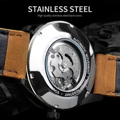 FORSINING Men Mechanical Watch Outdoor Sports Fashion Wristwatch Automatic Self-winding Luminous Calendar Waterproof Leather Watch