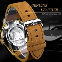 FORSINING Men Mechanical Watch Outdoor Sports Fashion Wristwatch Automatic Self-winding Luminous Calendar Waterproof Leather Watch