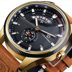 FORSINING Men Mechanical Watch Outdoor Sports Fashion Wristwatch Automatic Self-winding Luminous Calendar Waterproof Leather Watch