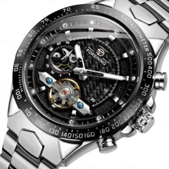 FORSINING Men Mechanical Watch Outdoor Sports Fashion Wristwatch Automatic Self-winding Luminous Waterproof Decoration Steel Watch