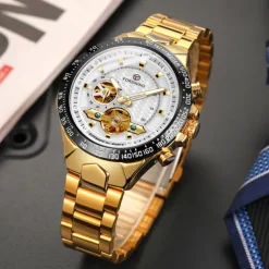 FORSINING Men Mechanical Watch Outdoor Sports Fashion Wristwatch Automatic Self-winding Luminous Waterproof Decoration Steel Watch