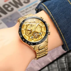 FORSINING Men Mechanical Watch Outdoor Sports Fashion Wristwatch Automatic Self-winding Luminous Waterproof Decoration Steel Watch