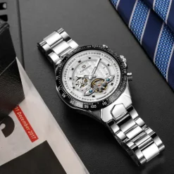 FORSINING Men Mechanical Watch Outdoor Sports Fashion Wristwatch Automatic Self-winding Luminous Waterproof Decoration Steel Watch