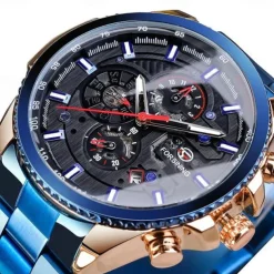 Forsining Men Mechanical Watch Top Brand Luxury Military Sport Wristwatch Three Dials Calendar Luminous Automatic Self-winding Waterproof Mechanical Stainless Steel Watch Male Clock