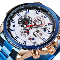 Forsining Men Mechanical Watch Top Brand Luxury Military Sport Wristwatch Three Dials Calendar Luminous Automatic Self-winding Waterproof Mechanical Stainless Steel Watch Male Clock