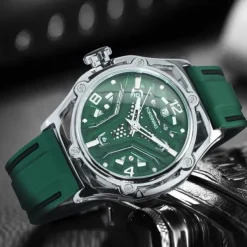 FORSINING Men Mechanical Watch Fashion Casual Wristwatch Automatic Self-winding Calendar Waterproof Decoration Silicone Gel Watch