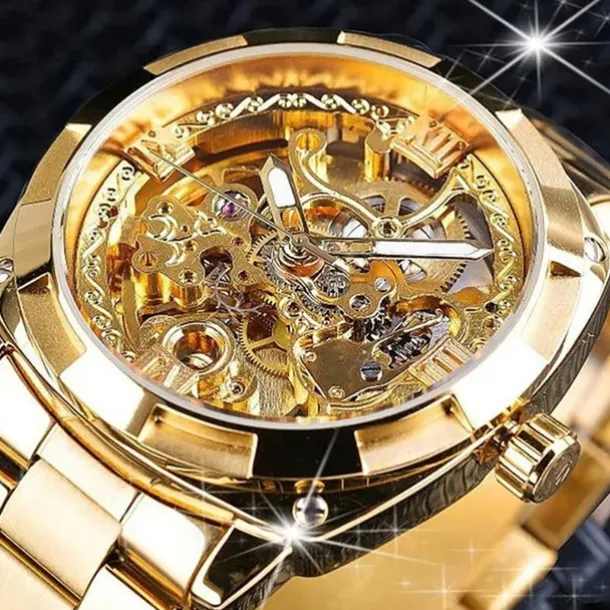 FORSINING Men Mechanical Watch Luxury Large Dial Fashion Business Hollow Skeleton Automatic Self-winding Luminous Waterproof Stainless Steel Watch