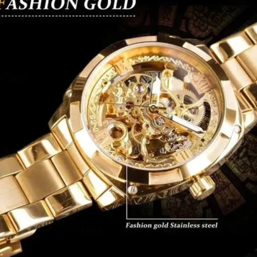 FORSINING Men Mechanical Watch Luxury Large Dial Fashion Business Hollow Skeleton Automatic Self-winding Luminous Waterproof Stainless Steel Watch