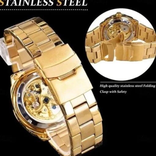 FORSINING Men Mechanical Watch Luxury Large Dial Fashion Business Hollow Skeleton Automatic Self-winding Luminous Waterproof Stainless Steel Watch