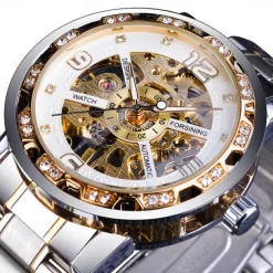 FORSINING Men Mechanical Watch Luxury Large Dial Fashion Business Automatic Watch Self-winding Luminous Calendar Stainless Steel Watch Male Clock