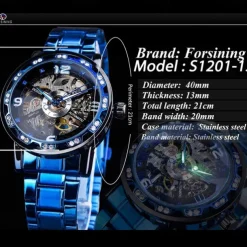 FORSINING Men Mechanical Watch Luxury Large Dial Fashion Business Automatic Watch Self-winding Luminous Calendar Stainless Steel Watch Male Clock