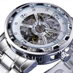 FORSINING Men Mechanical Watch Luxury Large Dial Fashion Business Automatic Watch Self-winding Luminous Calendar Stainless Steel Watch Male Clock