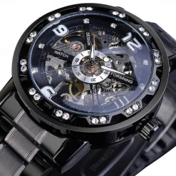 FORSINING Men Mechanical Watch Luxury Large Dial Fashion Business Automatic Watch Self-winding Luminous Calendar Stainless Steel Watch Male Clock