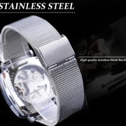 FORSINING Men Mechanical Watch Large Dial Fashion Business Wristwatch Hollow Skeleton Automatic Self-winding Luminous Waterproof Alloy Leather Watch