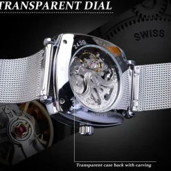 FORSINING Men Mechanical Watch Large Dial Fashion Business Wristwatch Hollow Skeleton Automatic Self-winding Luminous Waterproof Alloy Leather Watch