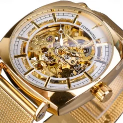 FORSINING Men Mechanical Watch Large Dial Fashion Business Wristwatch Hollow Skeleton Automatic Self-winding Luminous Waterproof Alloy Leather Watch