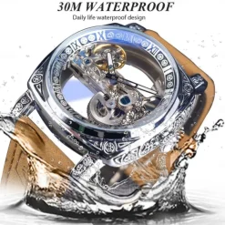 FORSINING Men Mechanical Watch Fashion Casual Wristwatch Automatic Self-winding Moon phase Luminous Waterproof Steel Watch