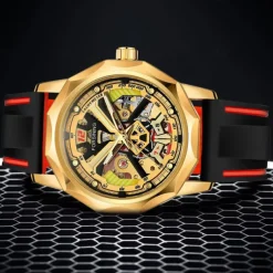 FORSINING Men Mechanical Watch Creative Fashion Casual Wristwatch Automatic Self-winding Waterproof Decoration Silicone Gel Watch