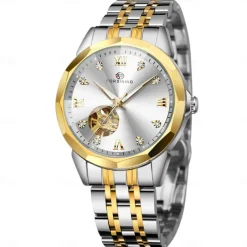 FORSINING Men Mechanical Watch Luxury Large Dial Fashion Business Hollow Skeleton Automatic Self-winding Luminous Waterproof Steel Watch