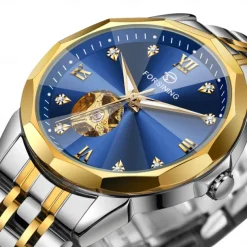 FORSINING Men Mechanical Watch Luxury Large Dial Fashion Business Hollow Skeleton Automatic Self-winding Luminous Waterproof Steel Watch