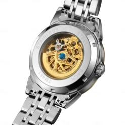 FORSINING Men Mechanical Watch Luxury Large Dial Fashion Business Hollow Skeleton Automatic Self-winding Luminous Waterproof Steel Watch