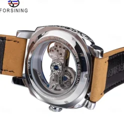 FORSINING Women Men Mechanical Watch Luxury Large Dial Fashion Business Hollow Skeleton Automatic Self-winding Luminous Waterproof Leather Strap Watch