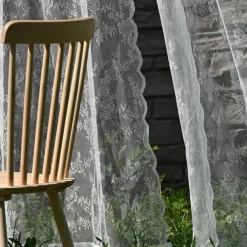 French Lace Embroidered Curtains, Bedroom Sheer Tulle Curtains, Rod Pocket Window Curtains, 2 Panels Curtains