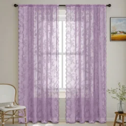 French Lace Embroidered Curtains, Bedroom Sheer Tulle Curtains, Rod Pocket Window Curtains, 2 Panels Curtains