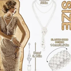 French Retro Elegant Light Luxury Pearl Necklace Personality Pendant Necklace Bracelet Earrings Set