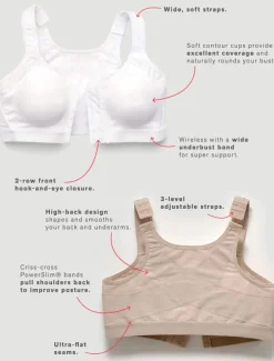 Front Closure Full Coverage Back Support Posture Corrector Bras for Women Home Outfits