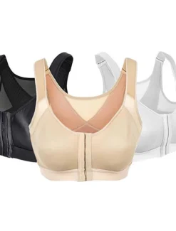 Front Closure Full Coverage Back Support Posture Corrector Bras for Women Home Outfits