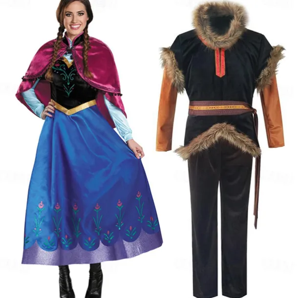 Frozen Fairytale Princess Anna Cosplay Costume Flower Girl Dress Theme Party Costume Cosplay Movie Cosplay for Men's Women's Adults' Carnival Masquerade Bachelorette Party