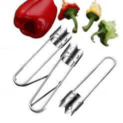 Fruit and Vegetable Corer Tool, Stainless Steel Fruite, Apple Core Remover with Ergonomic Handle, Red Bell Pepper Corer Tool for Vegetables Fruit Kitchen Gadget