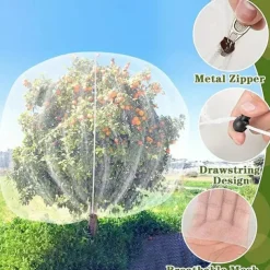 Fruit Mesh Bags for Fruit Trees Bird-proof Nets to Protect Apple Trees and Blueberry Shrubs From Birds Pests and Deer Cicada Mesh Covers With Zippers and Drawstrings