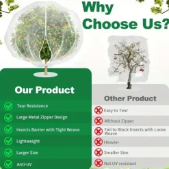 Fruit Mesh Bags for Fruit Trees Bird-proof Nets to Protect Apple Trees and Blueberry Shrubs From Birds Pests and Deer Cicada Mesh Covers With Zippers and Drawstrings