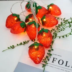 Fruit String Lights 1.5M 10 LEDS/3M 20LEDS Strawberry Banana Kiwi Pineapple Shape String Fairy Lights for Home Room Party Decoration