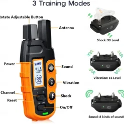 3300Ft Dog Training Collar with Remote for Small Medium Large Dogs Rechargeable Waterproof E Collar with Beep (1-8) Vibration(1-16) Safe Shock(1-99)