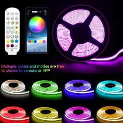 32.8ft 10m COB Bluetooth LED Smart Strip Lights Christmas Decor Music Sync RGB APP Color Changing for Bedroom Home TV Back Light DIY Décor